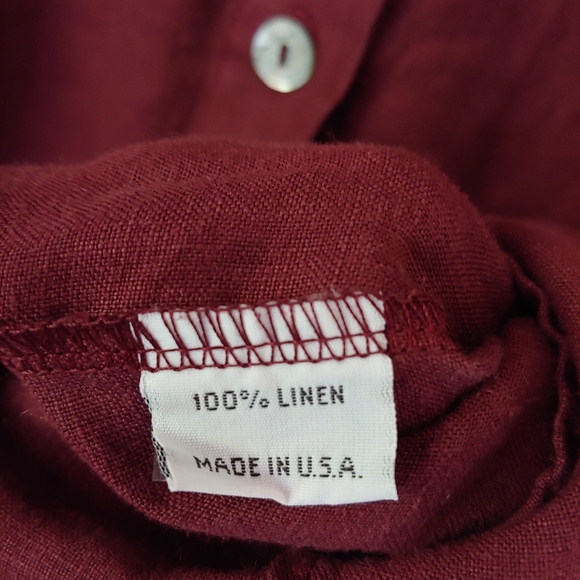 Bryn Walker Linen Button Down Shirt Burgundy Size X-Small - Picture 14 of 16